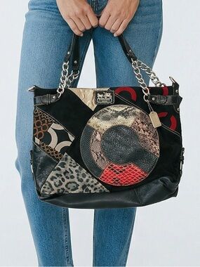Vintage Y2K Coach Patchwork Carly Hobo Bag | Signature C Leather Canvas